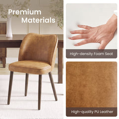 Side Chairs, Set of 4, Light Brown Upholstery with Solid Wood Frame