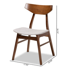 Side Chairs, Set of 4, Light Gray Polyester Blend, Walnut Brown Solid Wood Legs