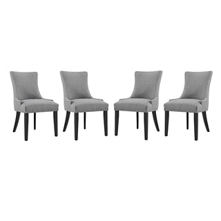 Side Chairs, Set of 4, Light Gray Velvet with Light Gray Legs