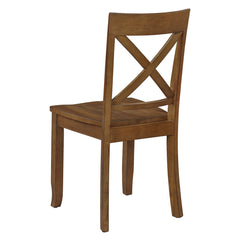 Side Chairs, Set of 6, Brown Solid Walnut with Cross Back