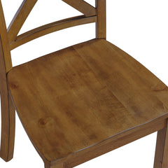 Side Chairs, Set of 6, Brown Solid Walnut with Cross Back