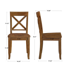 Side Chairs, Set of 6, Brown Solid Walnut with Cross Back