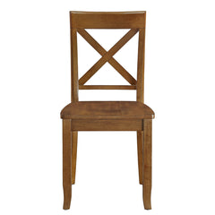 Side Chairs, Set of 6, Brown Solid Walnut with Cross Back
