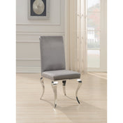 Side Chairs, Set of 6, Gray Velvet, Chrome Metal Frame