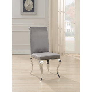 Side Chairs, Set of 6, Gray Velvet, Chrome Metal Frame