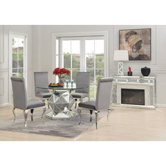 Side Chairs, Set of 6, Gray Velvet, Chrome Metal Frame