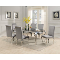 Side Chairs, Set of 6, Gray Velvet, Chrome Metal Frame