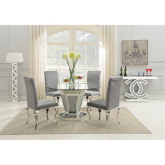 Side Chairs, Set of 6, Gray Velvet, Chrome Metal Frame
