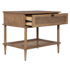 Side Table, Brown Solid and Manufactured Wood with Drawer and Shelf