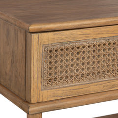Side Table, Brown Solid and Manufactured Wood with Drawer and Shelf