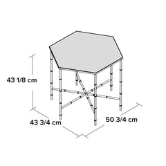 Side Table, Hexagonal Mirrored Glass Top with Gold Metal Base