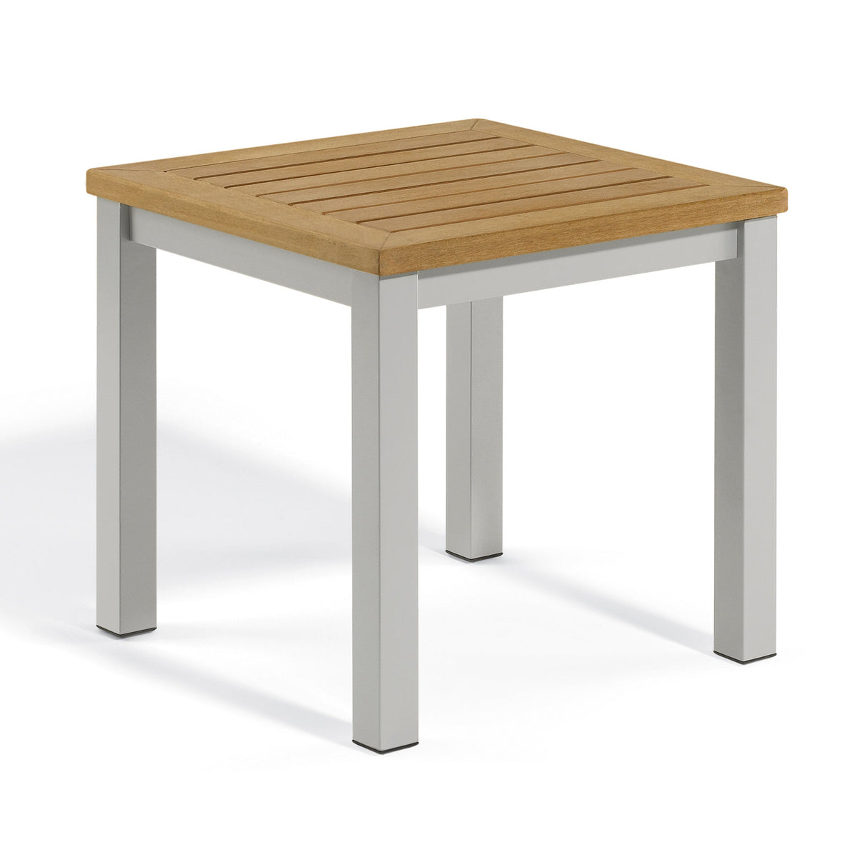 Side Table in Powder-Coated Aluminum with Natural Wood-Alternative Top