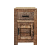 Side Table, Solid Wood with Drawers and Shelf in Warm Natural Tone