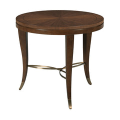 Side Table, Walnut Wood, Brown Top and Black Base