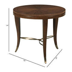 Side Table, Walnut Wood, Brown Top and Black Base