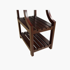 Side Table with 2 Shelves and USB Charging Dock in Espresso