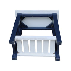 Side Table with Shelf, Solid Wood, Antiqued Chalk and Blue