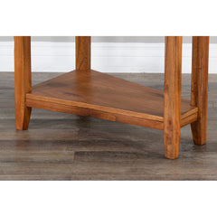 Side Table with Shelf, Solid Wood Base, Gray