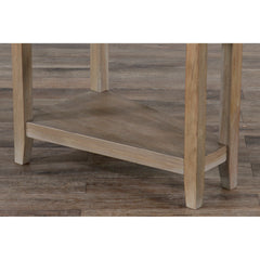 Side Table with Shelf, Solid Wood Base, Gray