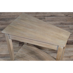 Side Table with Shelf, Solid Wood Base, Gray