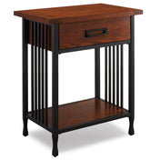 Side Table with Solid Wood Top and Metal Frame in Burnished Oak