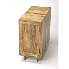 Side Table with Storage Cabinet and Shelf in Brown Mango Wood
