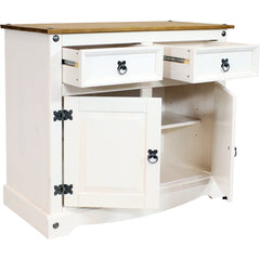 Sideboard, 2 Drawers and 2-Door Cabinet, Solid Wood, 36 Inch Wide