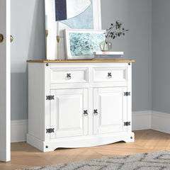 Sideboard, 2 Drawers and 2-Door Cabinet, Solid Wood, 36 Inch Wide