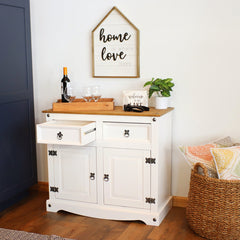 Sideboard, 2 Drawers and 2-Door Cabinet, Solid Wood, 36 Inch Wide