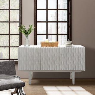Sideboard, 3-Door, Solid and Manufactured Wood, 54 Inch, White