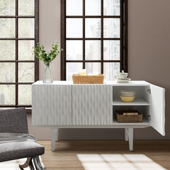 Sideboard, 3-Door, Solid and Manufactured Wood, 54 Inch, White