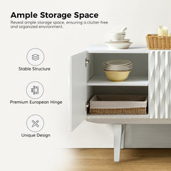 Sideboard, 3-Door, Solid and Manufactured Wood, 54 Inch, White