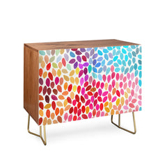 Sideboard, 38 in W, Solid Walnut Wood in Walnut and Gold