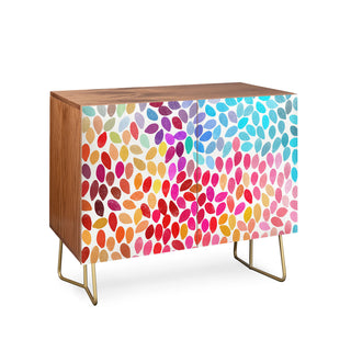 Sideboard, 38 in W, Solid Walnut Wood in Walnut and Gold