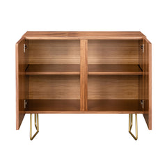 Sideboard, 38 in W, Solid Walnut Wood in Walnut and Gold