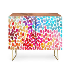 Sideboard, 38 in W, Solid Walnut Wood in Walnut and Gold