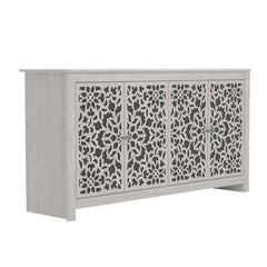 Sideboard, 4-Door Manufactured Wood, Dusty Gray Oak and Black