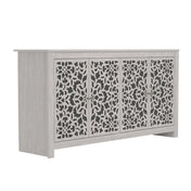 Sideboard, 4-Door Manufactured Wood, Dusty Gray Oak and Black