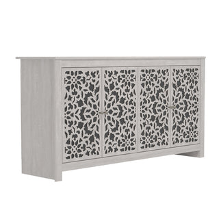 Sideboard, 4-Door Manufactured Wood, Dusty Gray Oak and Black