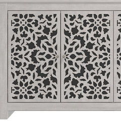 Sideboard, 4-Door Manufactured Wood, Dusty Gray Oak and Black