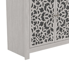 Sideboard, 4-Door Manufactured Wood, Dusty Gray Oak and Black