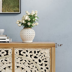 Sideboard, 4 Doors, Manufactured Wood in Natural Brown and White