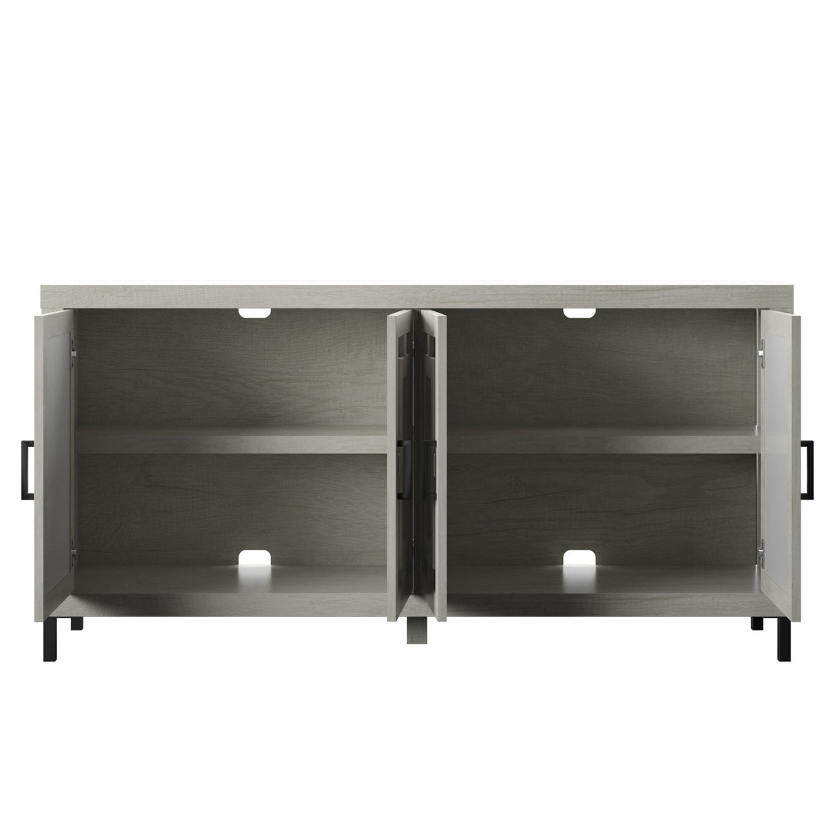 Sideboard, 4 Doors, Oak with Mirrored Glass Fronts