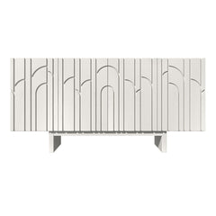 Sideboard, 4 Doors, Solid and Manufactured Wood, 62.99 Inch Wide, Cream