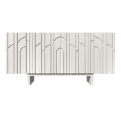 Sideboard, 4 Doors, Solid and Manufactured Wood, 62.99 Inch Wide, Cream