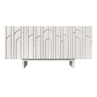Sideboard, 4 Doors, Solid and Manufactured Wood, 62.99 Inch Wide, Cream