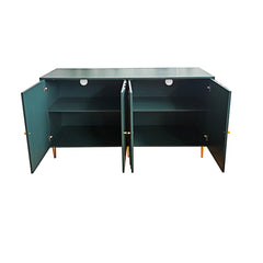 Sideboard, 4 Doors, Solid and Manufactured Wood, Metal Legs