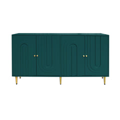 Sideboard, 4 Doors, Solid and Manufactured Wood, Metal Legs