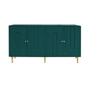 Sideboard, 4 Doors, Solid and Manufactured Wood, Metal Legs