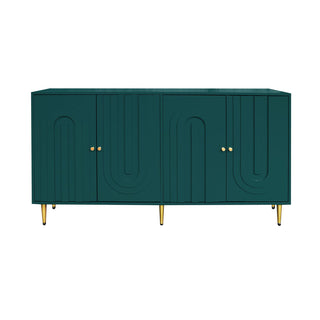Sideboard, 4 Doors, Solid and Manufactured Wood, Metal Legs